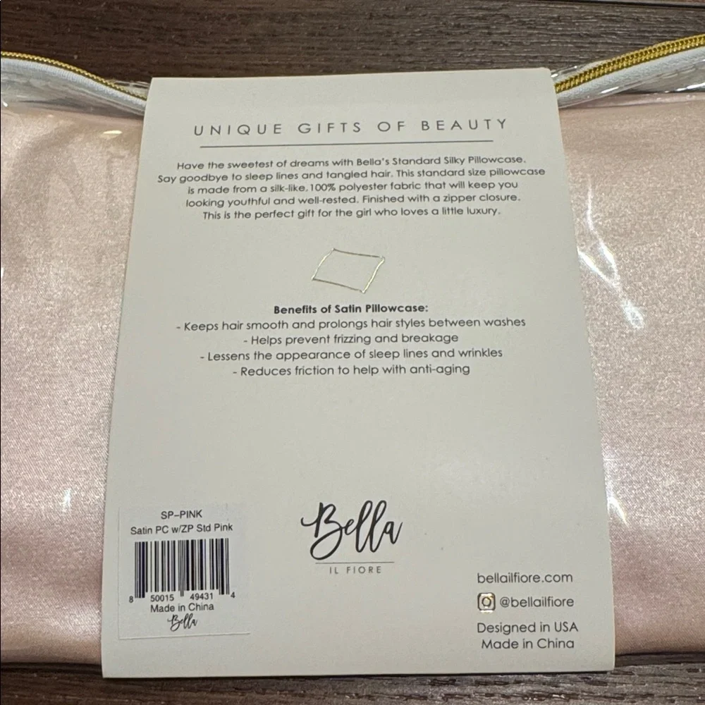 Bella Pink Standard Silky Pillowcase.Silk-like 100% Polyester fabric